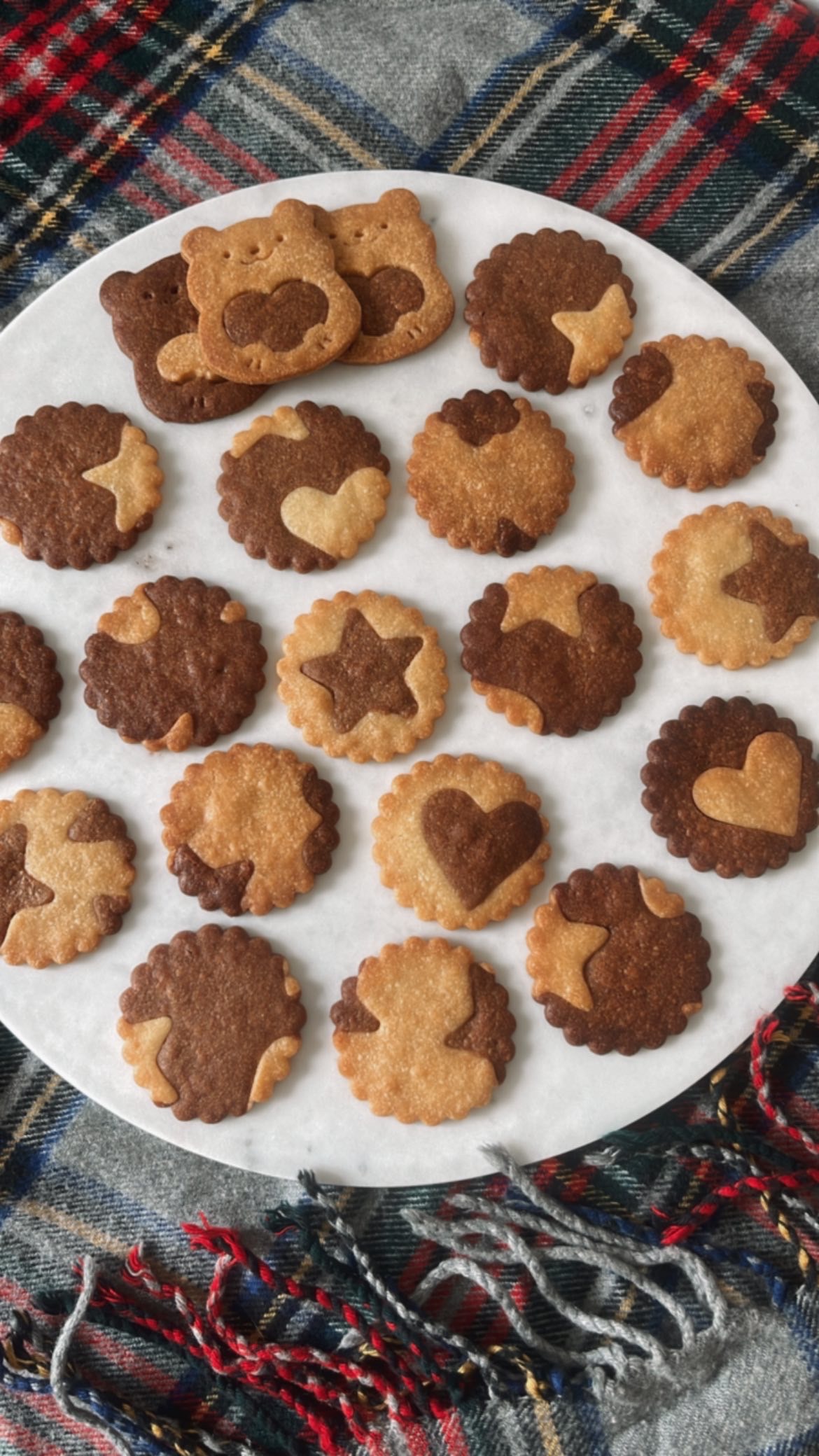 Bear and star-shaped cookie with a double flavor of butter and chocolate